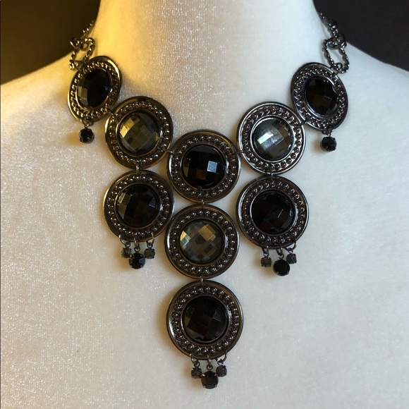Black Sparkly Statement Necklace NWOT - Picture 1 of 12